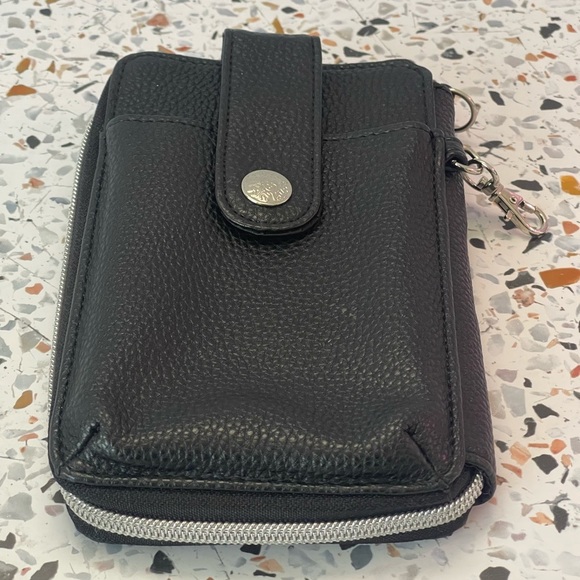 Handbags - Phone Holder Black Textured Wallet